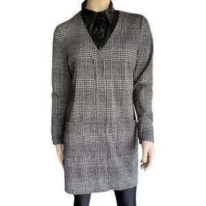 Olsen Gray & Black Houndstooth Long Cardigan Sz 6